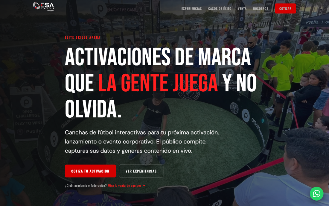 Web comercial de experiencias de marca